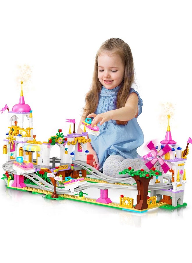 Hogokids HOGOKIDS Friend Roller Coaster Building Set - 711 PCS Girls Park Amusement Building Block Kit Rollercoaster Adventure Christmas Birthday Gift Toys for Kids Girls Boys Aged 6 7 8 9 10 11  - Image 1