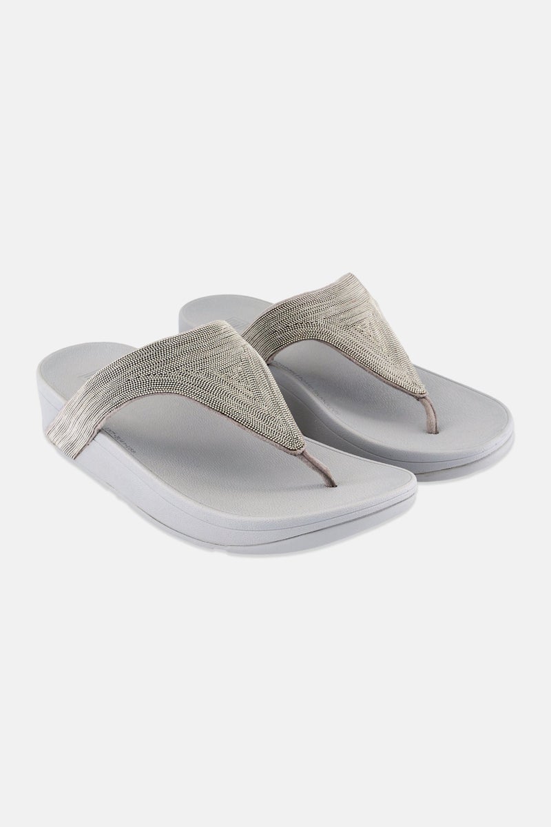 FitFlop Women Lottie Shimmermesh Slip On Sandals, Grey/Silver - Image 1