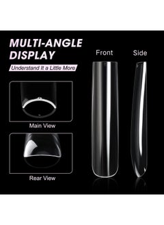 AORAEM Extra Long Square Full Cover Nail Tips 240Pcs Xxxl Clear Full Cover Fake Nails False Nails 12 Sizes Tapered Square Press On Fake Nail Tips For Acrylic Nails Salons Home Diy With Box  - Image 4