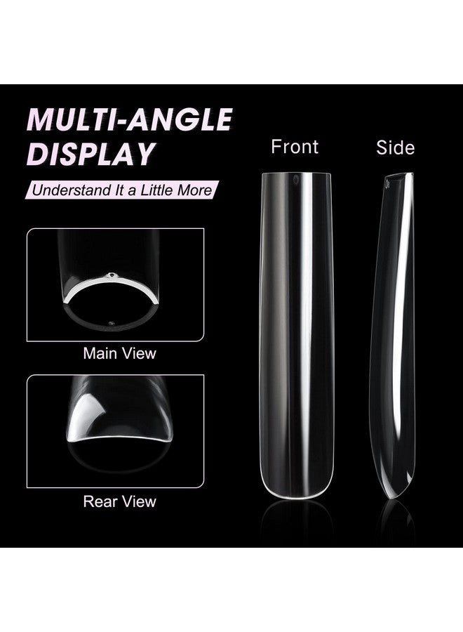 AORAEM Extra Long Square Full Cover Nail Tips 240Pcs Xxxl Clear Full Cover Fake Nails False Nails 12 Sizes Tapered Square Press On Fake Nail Tips For Acrylic Nails Salons Home Diy With Box - Image 4