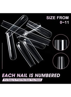 AORAEM Extra Long Square Full Cover Nail Tips 240Pcs Xxxl Clear Full Cover Fake Nails False Nails 12 Sizes Tapered Square Press On Fake Nail Tips For Acrylic Nails Salons Home Diy With Box  - Image 5