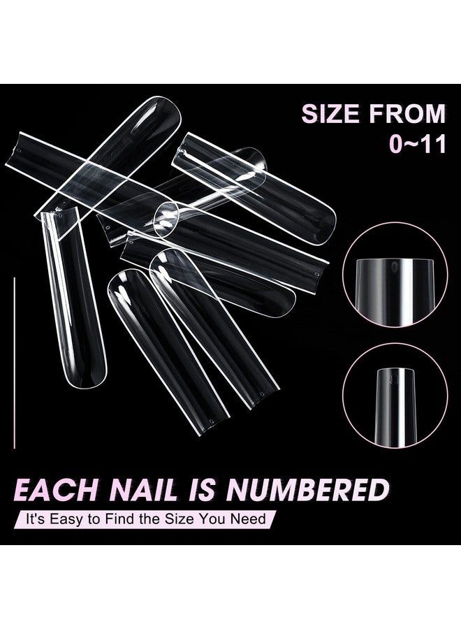 AORAEM Extra Long Square Full Cover Nail Tips 240Pcs Xxxl Clear Full Cover Fake Nails False Nails 12 Sizes Tapered Square Press On Fake Nail Tips For Acrylic Nails Salons Home Diy With Box - Image 5