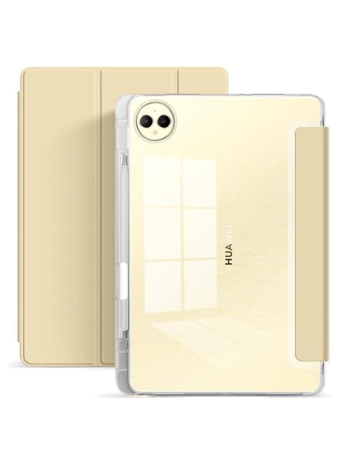 عام غطاء مضاد للصدمات متوافق مع جهاز Huawei MatePad Pro 12.2 (2024)، مع حامل ثلاثي الطي قابل للتعديل بقوة مغناطيسية، وغطاء خلفي شفاف يحتوي على مكان للقلم، مضاد للزلازل والسقوط. - Image 1