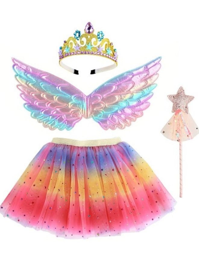 DecoLoral DECOR ME - Party dress up Tutu skirt wings with crown hairband and Fairy - Image 1