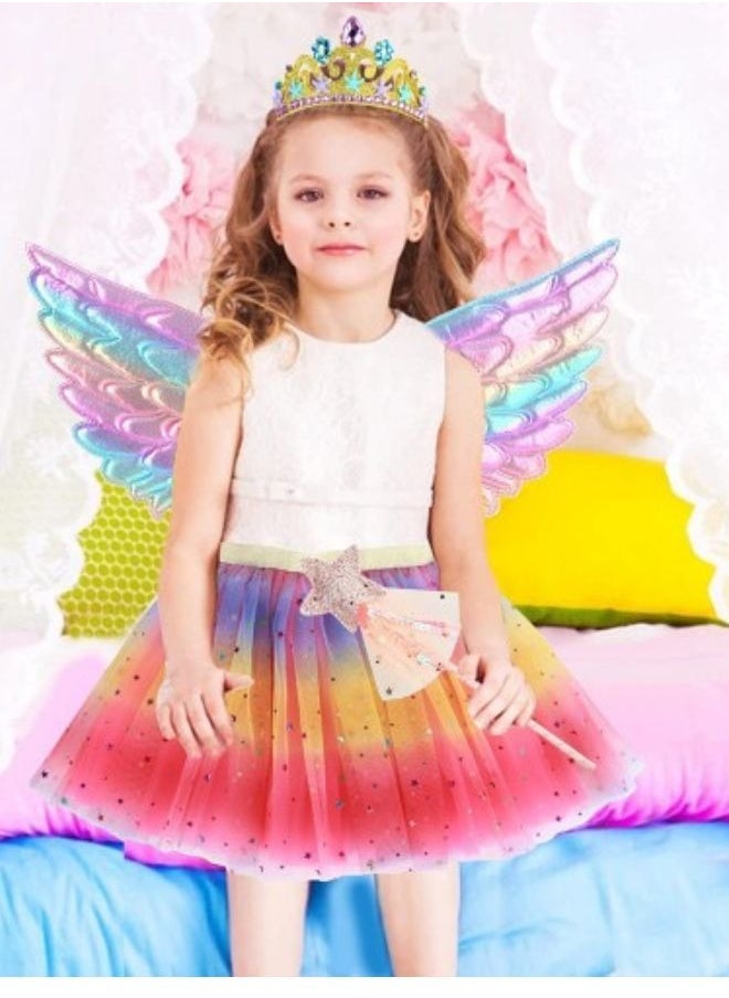 DecoLoral DECOR ME - Party dress up Tutu skirt wings with crown hairband and Fairy - Image 1