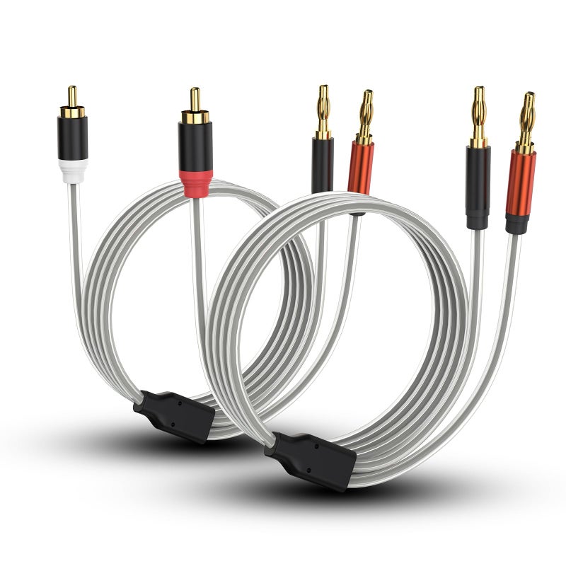 HOSONGIN RCA to Banana Plug Speaker Cable 3.3 Feet -2 Pack, Gold-Plated Dual-Shielding Hi-Fi Stereo Cable for Home Theater/Amplifier/Subwoofer/Speaker/Audio Receiver/Vinyl Record Player/SoundBar - Image 1