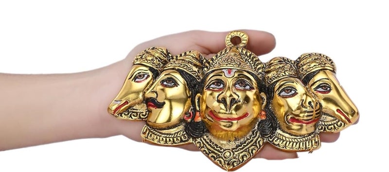 CHHARIYA CRAFTS Metal Panchmukhi Hanuman ji Murti Bajrangbali Idol Wall Door Entrance Statue for Home Decor Gift Item Protection from Evil Eye Decorative Showpiece - 10 cm? - Image 5