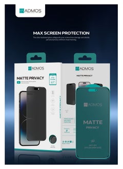Admos Iphone 15 /15 Pro /15 Pro Max Matte  Anti Spy Privacy Screen Protector Easy Installation With Alignment Frame. Anti-Drop And Anti-scratch. 28°Anti-Spy Anti-Fingerprint,Bubble Free Screen Protector 