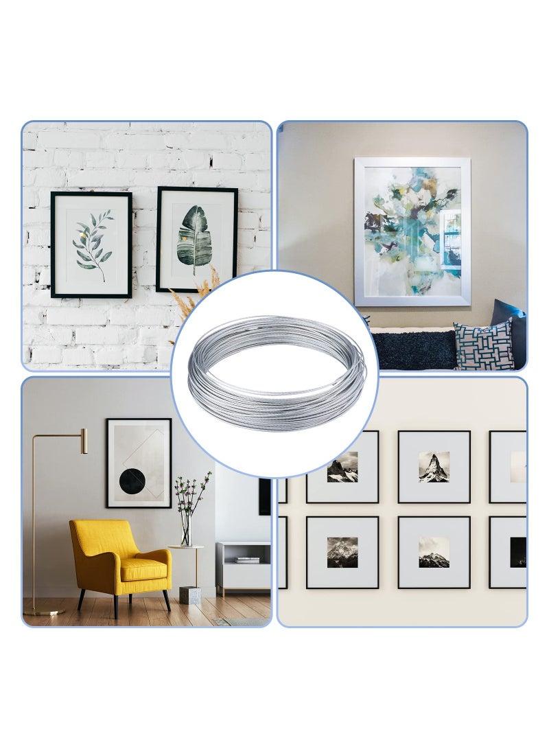 SYOSI Picture Hanging Wire Kit Wall Hooks for Hanging Pictures with Wire Screw D Ring Loop Sleeves for Picture Frame Mirror Art - Image 3