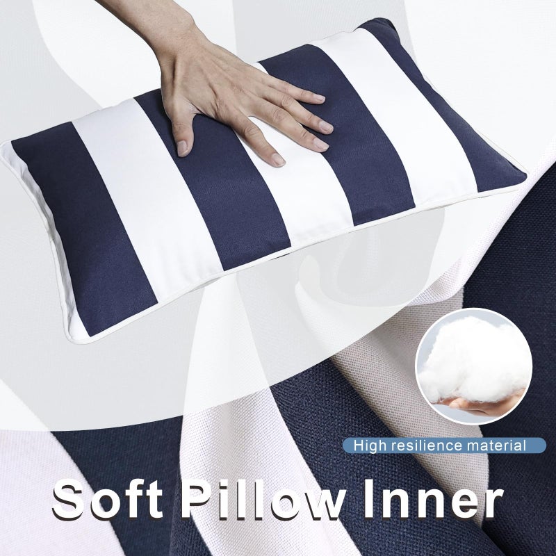 JMGBird Outdoor Lumbar Pillows, Water-Repellent Throw Pillows with Insert, Pack of 2, 12Ã—20 Inch- Add a Pop of Color Outdoors (Blue and White) - Image 5
