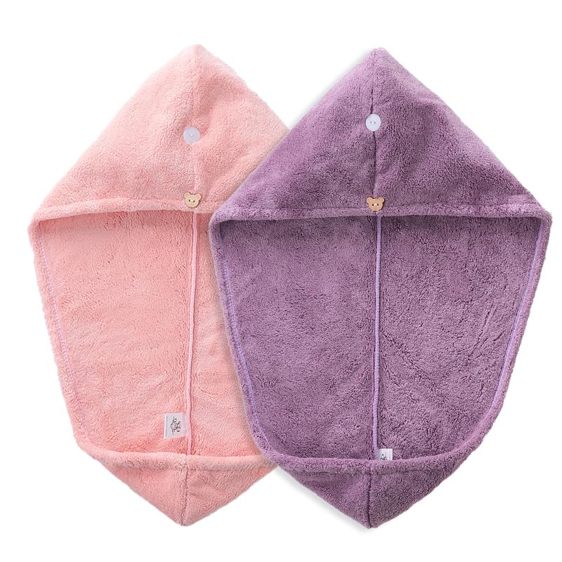 PROLIXR Microfiber Hair Towel Wrap Lavender Pink Combo Quick Drying FrizzFree Hair Super Absorbent Gentle on Hair and Skin Hair Types Microfibre Towel Created by Savio John Pereira - Image 1