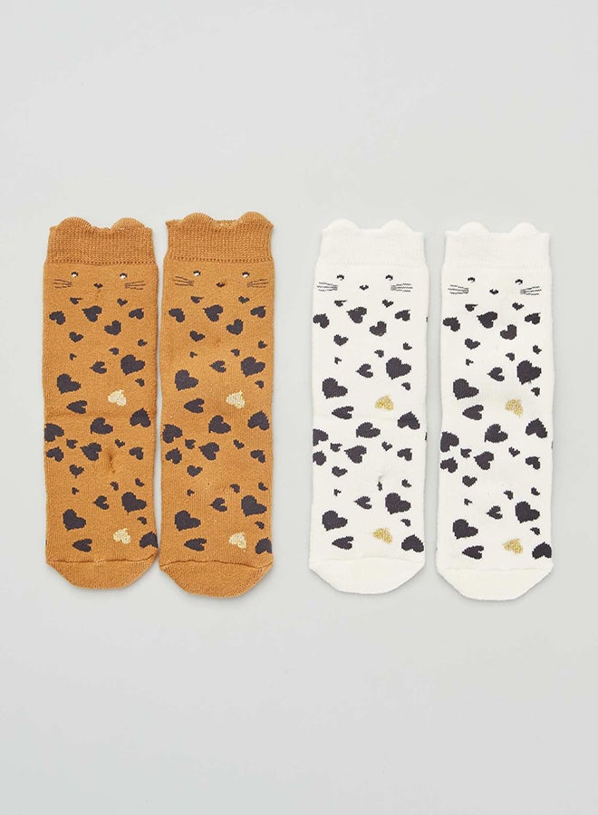 Kiabi Pack of 2 pairs of heart and cat socks  - Image 2