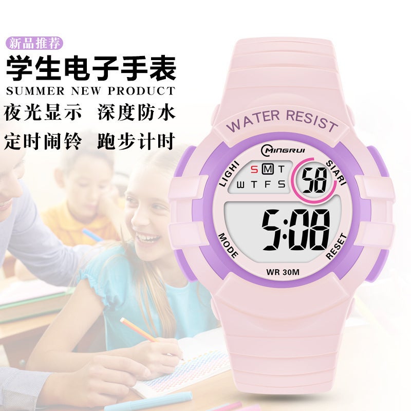 Mingrui Casual Colorful Luminous Waterproof Sports Anti-Fall Multifunctional Universal Electronic Watch For Primary And Secondary School Students - Image 4