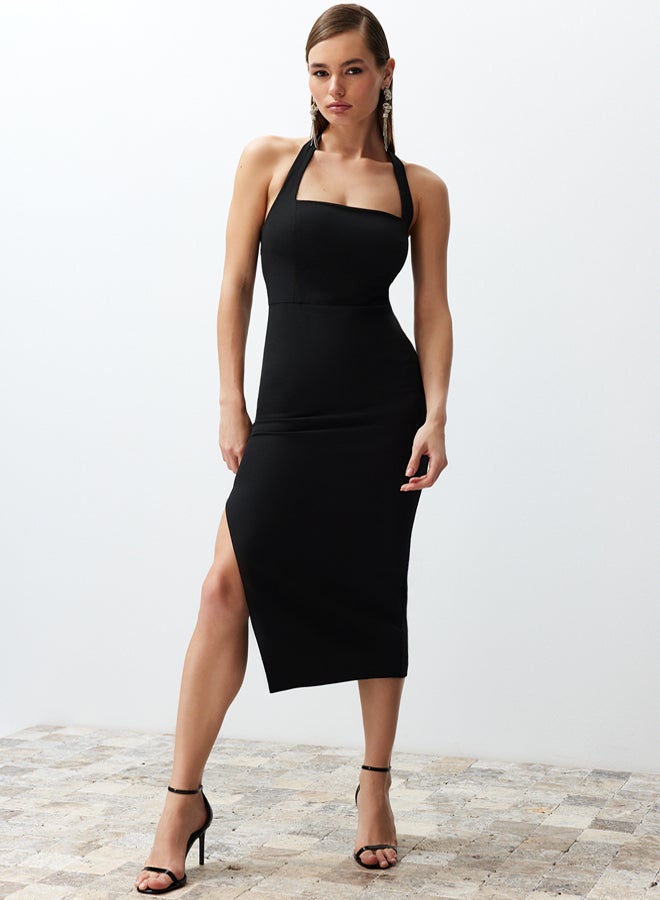 trendyol Black Body-Sit Slit Detailed Midi Woven Dress - Image 1