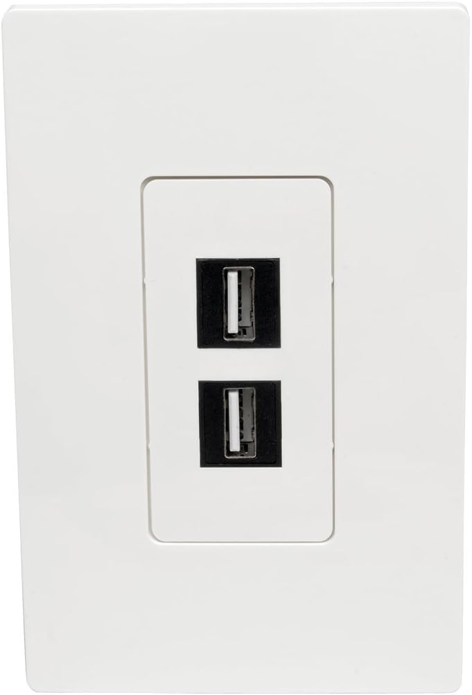 تريب لايت لوحة حائط كيستون عالمية أحادية الفتحة بمنفذين من تريب لايت، Cat5/6/6a، USB، HDMI، DisplayPort، RCA، أبيض (N080-102) - Image 2