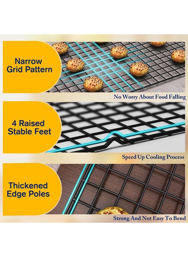 Qukaka 2PCS Cooling Racks for Cooking and Baking -11.65''x16.85''Heavy Duty Stainless Steel Wire Rack for Baking, Grilling, Roasting - Oven & Dishwasher Safe - Fits Half Sheet Pan - Image 3