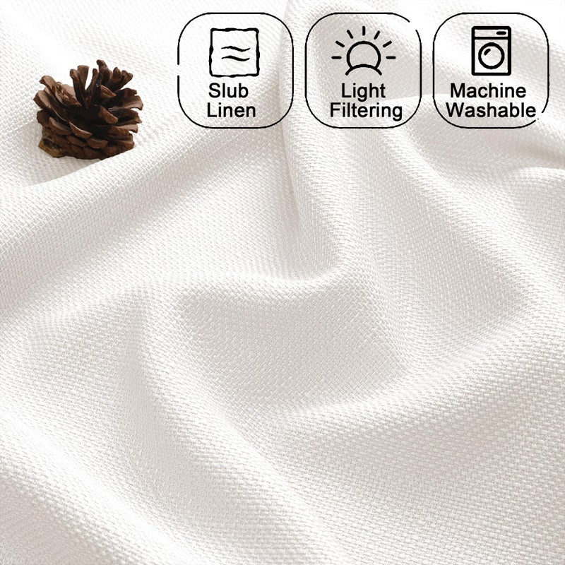 Chyhomenyc Bennet Ivory Curtains 54 Inch Length 2 Panels  Faux Linen Textured Semi Sheer Light Filtering Soft Airy Rod Pocket Window Treatment Drapes for Living Room Bedroom  Each 30"" Wx54 L - Image 5