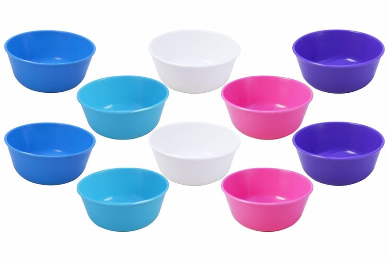 MORVI MORVI Wonder Plastic Sigma 300 Microwave Safe Multipurpose Mixing Bowls Set of 10 pc Bowl 300 ml Blue Cyan Grey Pink Violet Color  - Image 1