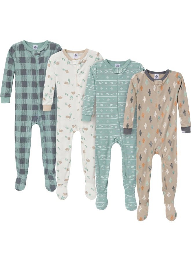 Gerber Baby-Boys 4-Pack Footed Pajamas, Desert Animals, 4T - Image 1
