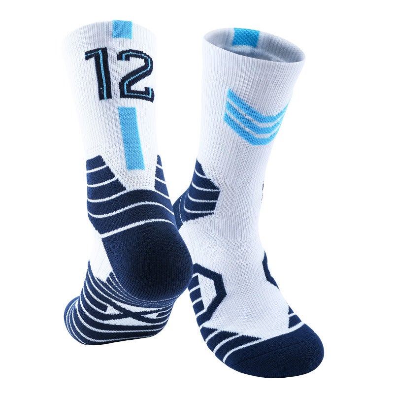 Generic Curry High-Top Basketball Socks for Training Morant-white lake blue no. 12