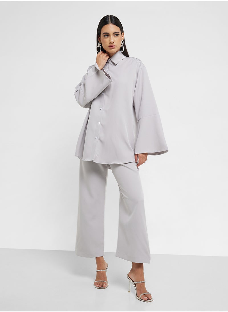 hayas closet Button Down Shirt & High Waist Pants  - Image 5