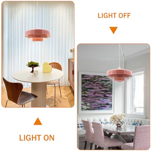 DoungRos Hanging Lamp Pink Plug in Pendant Light Mid Century Modern Pendant Lamp Fixtures Nordic Hanging Light Style Pendant Lighting Metal Shade for Living Room Dining Room Bedroom Kitchen Island - Image 3