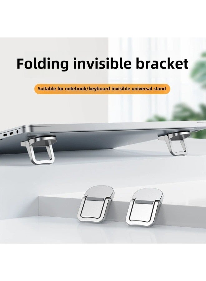 Invisible Computer Back Sticker Laptop Stand Aluminum Alloy Mini Desktop Heightening Convenient Foldableing Keyboard Bracket-Color:One-speed Back Sticker, Two-piece Set - Image 2