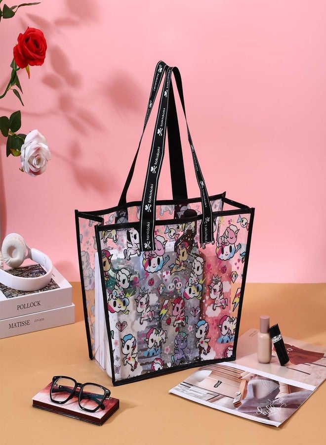 Tokidoki Beach Clear Tote Bag,Cute PVC Waterproof Shoulder Bags Sandproof Handbag with Metal Button for Work, Concert and Sports, Travel Large (Colorful1) - Image 5