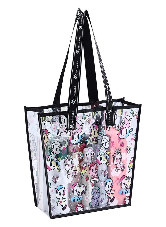Tokidoki Beach Clear Tote Bag,Cute PVC Waterproof Shoulder Bags Sandproof Handbag with Metal Button for Work, Concert and Sports, Travel Large (Colorful1) - Image 1