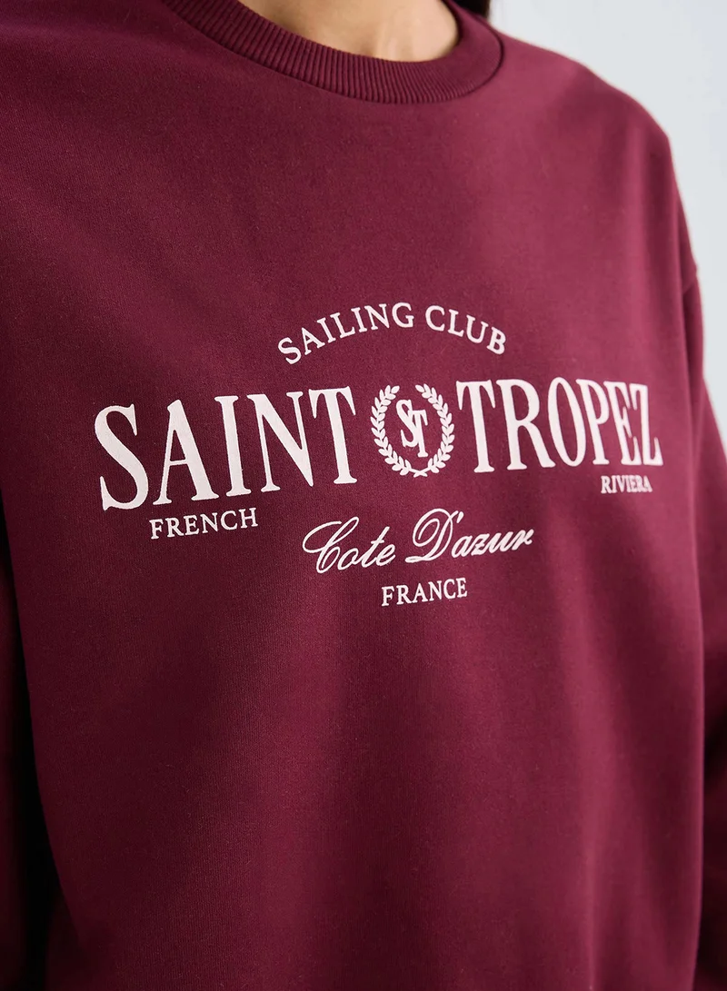 DeFacto Regular Fit Crew Neck Printed Lightweight Sweatshirt