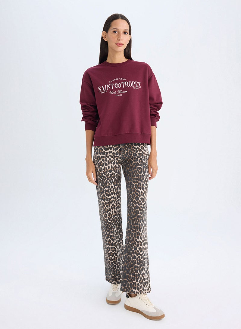 DeFacto Regular Fit Crew Neck Printed Lightweight Sweatshirt - Image 4