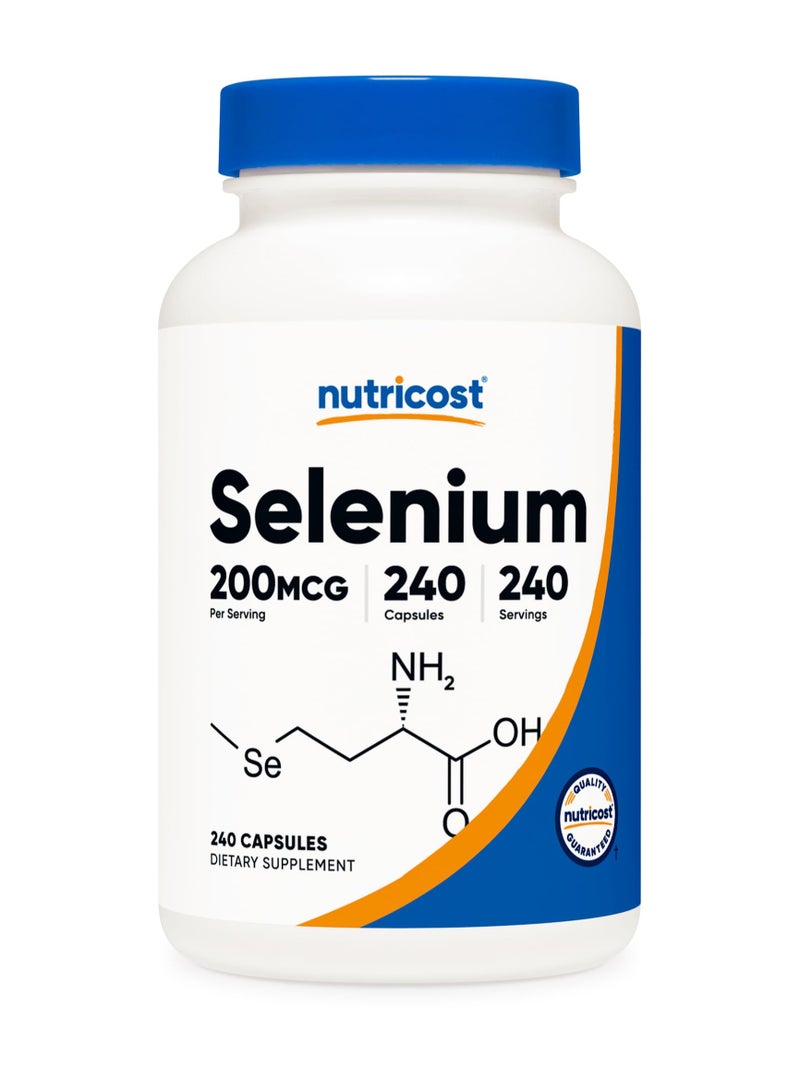 Nutricost سيلينيوم، 200 ميكروغرام لكل حصة | 240 كبسولة | 240 حصة - Image 1