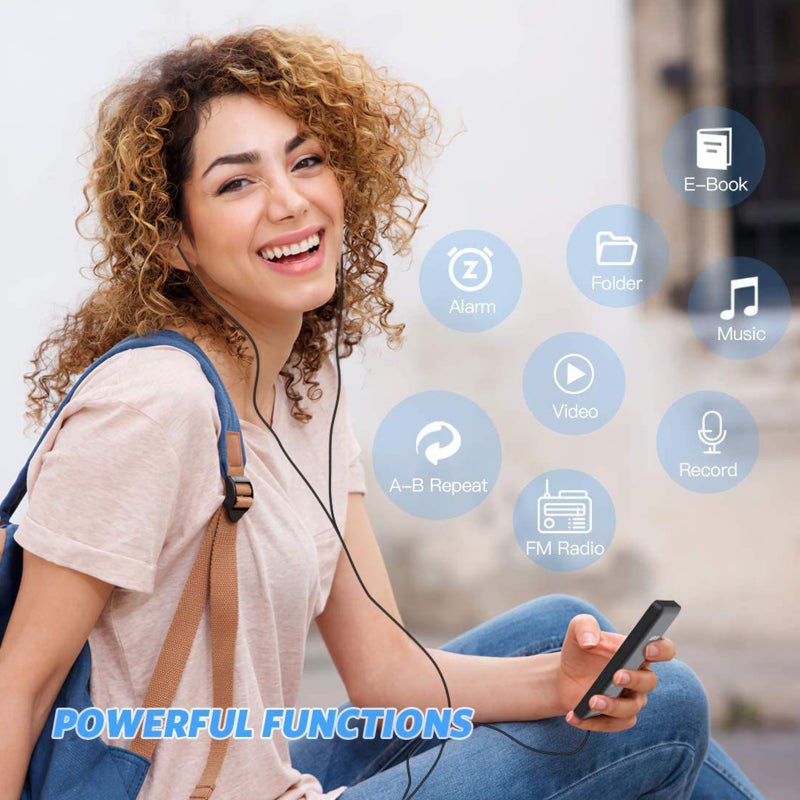 مشغل MP4 محمول بطاقة ذاكرة بسعة 64 جيجابايت - مشغل موسيقى MP3 بشاشة LCD مقاس 1.77 بوصة، مشغل فيديو ومشاهد صور يدعم الموسيقى، راديو FM، الفيديو، الكتاب الإلكتروني، مسجل الصوت - Image 3