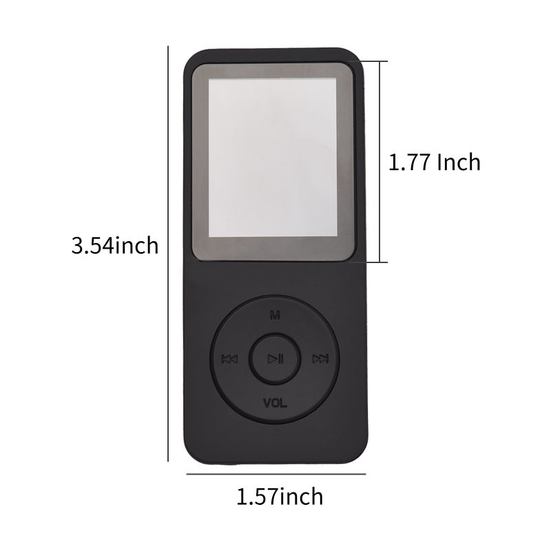 مشغل MP4 محمول بطاقة ذاكرة بسعة 64 جيجابايت - مشغل موسيقى MP3 بشاشة LCD مقاس 1.77 بوصة، مشغل فيديو ومشاهد صور يدعم الموسيقى، راديو FM، الفيديو، الكتاب الإلكتروني، مسجل الصوت - Image 2