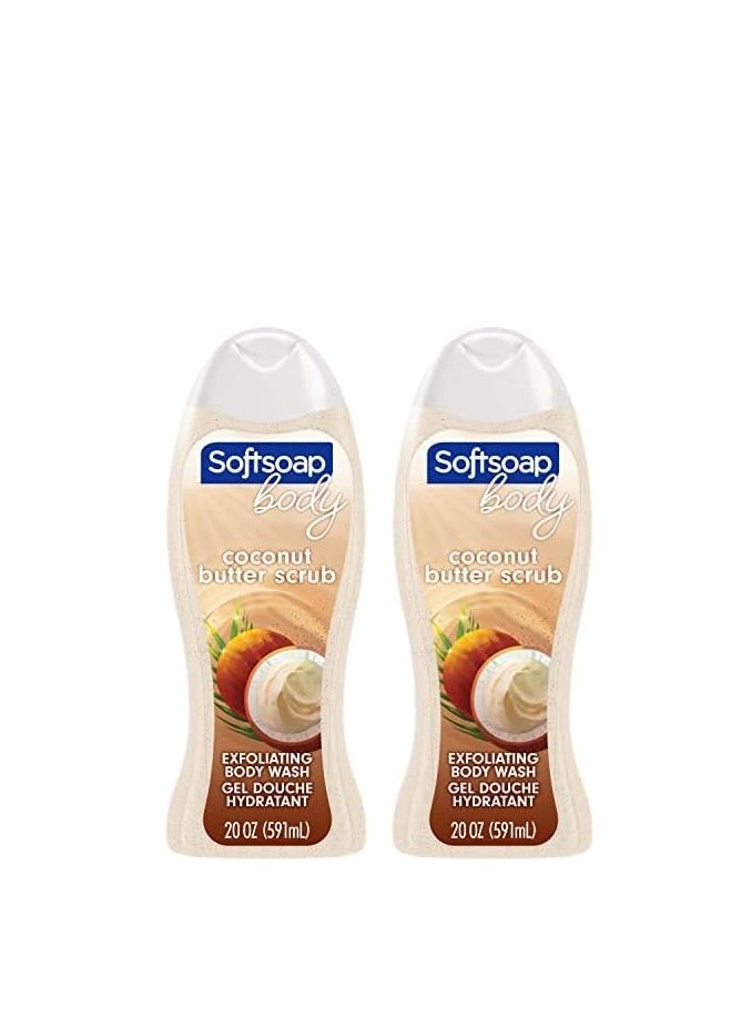 Softsoap - Softsoap Body Wash, Coconut Butter Scrub Body Wash, Exfoliating Body Wash, 20 Ounce (Pack of 2) - Image 1