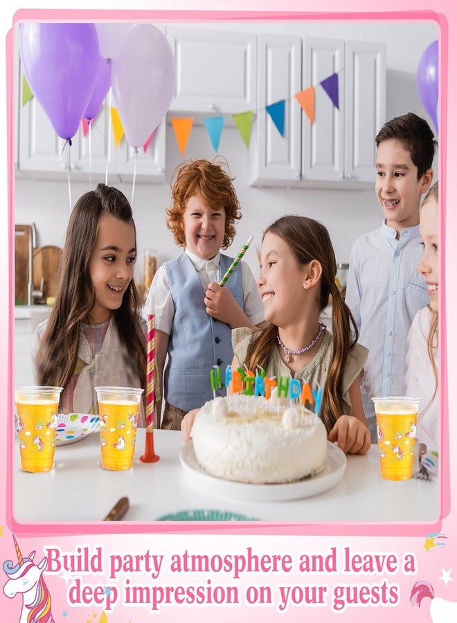 Funnymoom 60 Pack Unicorn Cups 12 oz Disposable Clear Plastic Unicornio Rainbow Drinking Cups for Unicorn Birthday Party Decorations Supplies - Image 4