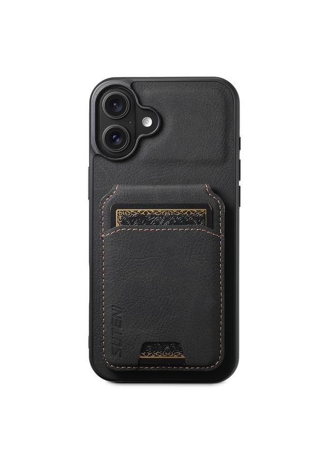 Suteni Case For iPhone 16 Plus H02 Litchi Leather Card Wallet Stand Back Phone Case - Image 1