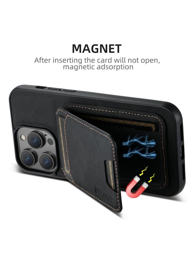 Suteni Case For iPhone 16 Plus H02 Litchi Leather Card Wallet Stand Back Phone Case - Image 4