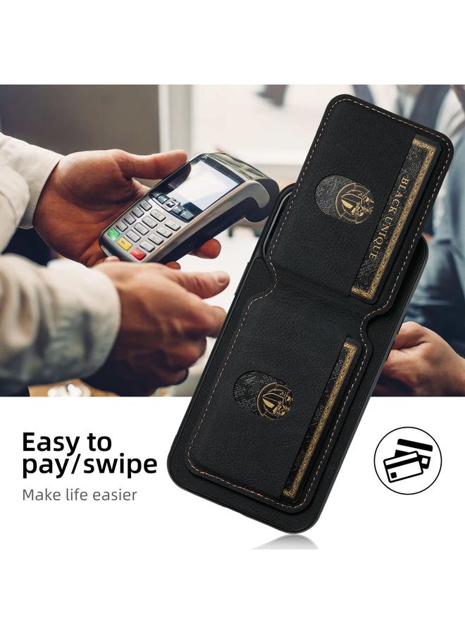 Suteni Case For iPhone 16 Plus H02 Litchi Leather Card Wallet Stand Back Phone Case - Image 5