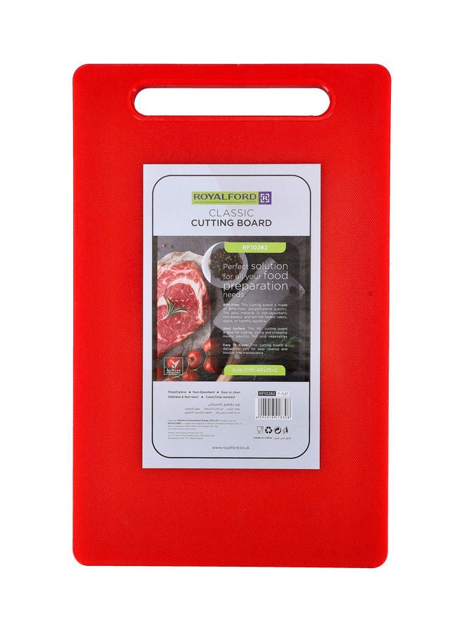Royalford Classic Cutting Board, Polyethylene, Rf10282 - Chopping Board - Non-Absorbent, Odorless & Non-Toxic - Crack/Chip Resistant - Easy Grip Handle Red 40x25x2cm - Image 1