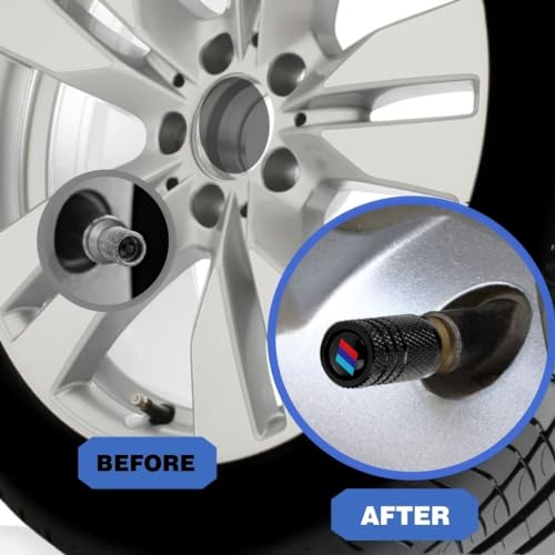 QOMAGO Car M 3 Color Tire Valve stem Covers Tire Valve Stem Caps Metal Material Compatible with X1 X3 X4 X5 X6 X7 3 5 7 Series M3 M4 M5 M6 and More - Image 3