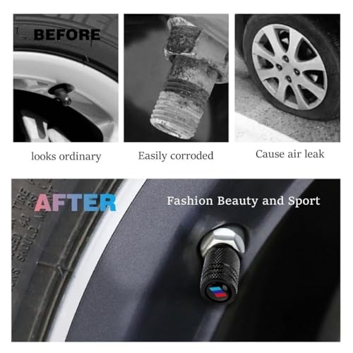 QOMAGO Car M 3 Color Tire Valve stem Covers Tire Valve Stem Caps Metal Material Compatible with X1 X3 X4 X5 X6 X7 3 5 7 Series M3 M4 M5 M6 and More - Image 4
