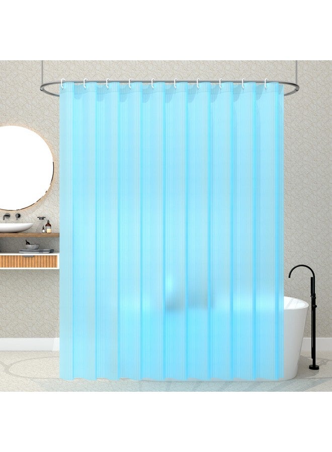 Kuber Industries Pack of 2 Shower Curtains for Bathroom | Waterproof Curtains with Hooks | PVC Self Lining Design Curtain | 7 Feet | Sky Blue - Image 1