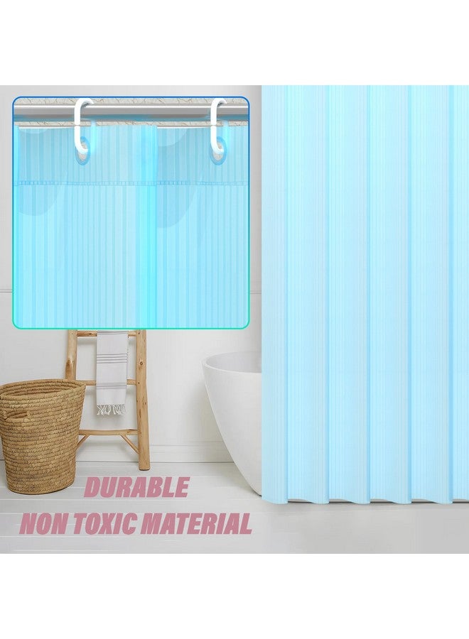 Kuber Industries Pack of 2 Shower Curtains for Bathroom | Waterproof Curtains with Hooks | PVC Self Lining Design Curtain | 7 Feet | Sky Blue - Image 5