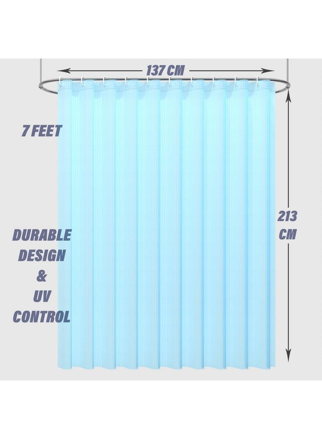 Kuber Industries Pack of 2 Shower Curtains for Bathroom | Waterproof Curtains with Hooks | PVC Self Lining Design Curtain | 7 Feet | Sky Blue - Image 3