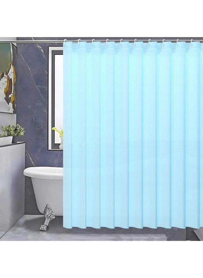 Kuber Industries Pack of 2 Shower Curtains for Bathroom | Waterproof Curtains with Hooks | PVC Self Lining Design Curtain | 7 Feet | Sky Blue - Image 4
