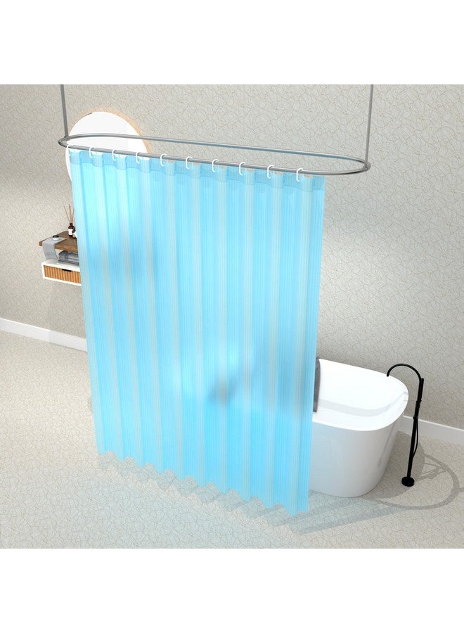 Kuber Industries Pack of 2 Shower Curtains for Bathroom | Waterproof Curtains with Hooks | PVC Self Lining Design Curtain | 7 Feet | Sky Blue - Image 2