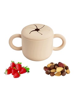 Excefore Silicone Snack Cup for Toddlers and Kids Sippy Cup Snack Containers with Double Handles Removable Lid for Toddler Baby Infants Training Cup for 6 Month+ for Milk Oatmeal Fruit Cookies (khaki)  - Image 1