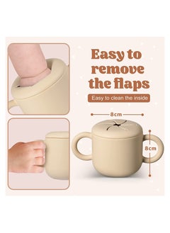 Excefore Silicone Snack Cup for Toddlers and Kids Sippy Cup Snack Containers with Double Handles Removable Lid for Toddler Baby Infants Training Cup for 6 Month+ for Milk Oatmeal Fruit Cookies (khaki)  - Image 3