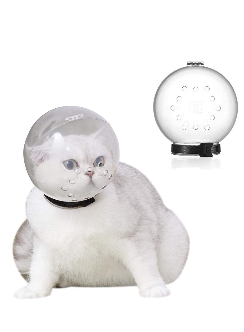 Cat Adjustable Hood, Breathable Cat Helmet, Anti Bite Clear Muzzles for Kitten, Safety Prevent for Small Pets Grooming (Size L for cat Neck Circumference 9-10.6) - Image 1